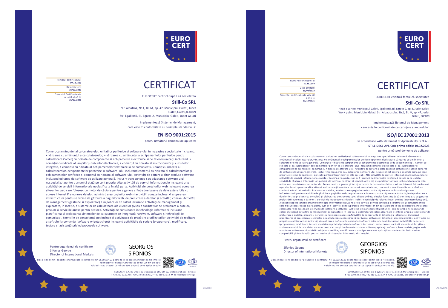 Certificări ISO - StillCo